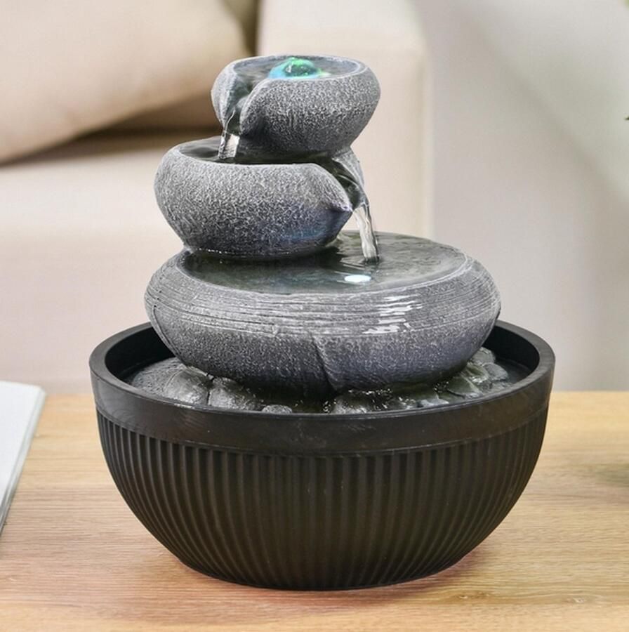 Feng Shui Webwinkel Kamerfontein Geelong (21cm) Binnenfontein Waterornament Incl. LED Verlichting
