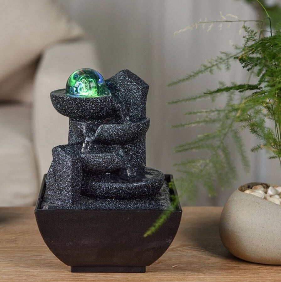 Feng Shui Webwinkel Kamerfontein Lopo (18cm) Binnenfontein Waterornament Incl. LED Verlichting