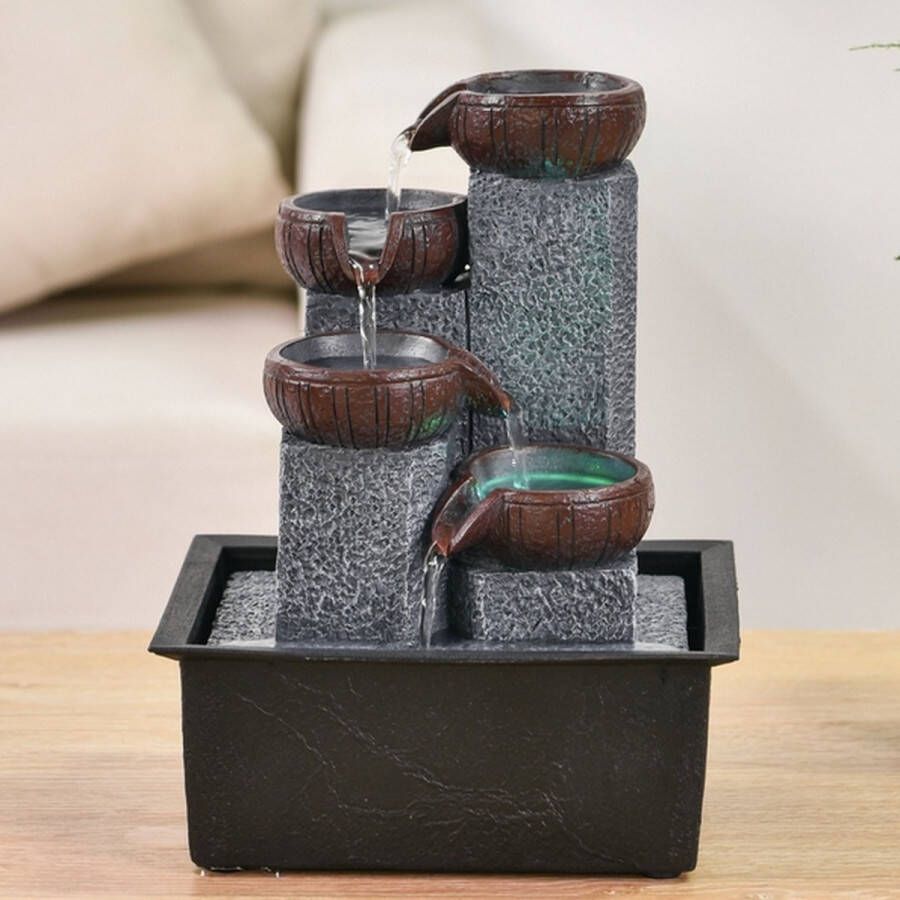 Feng Shui Webwinkel Kamerfontein Nature Bekasi (21cm) Binnenfontein Waterornament Incl. LED Verlichting