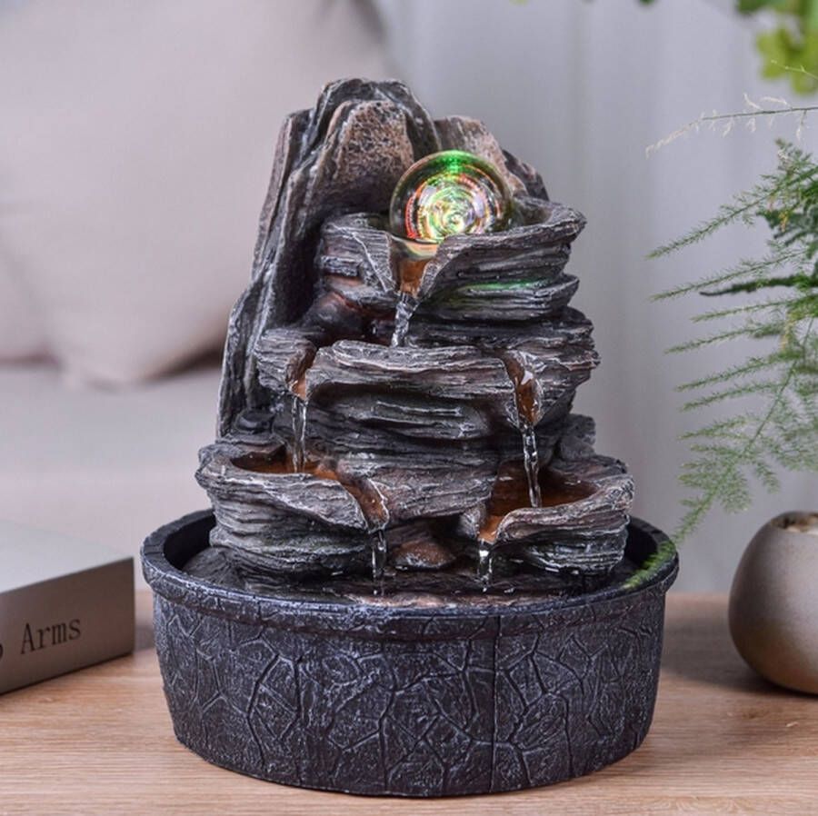 Feng Shui Webwinkel Kamerfontein Nature Luberon (25cm) Binnenfontein Waterornament Incl. LED Verlichting