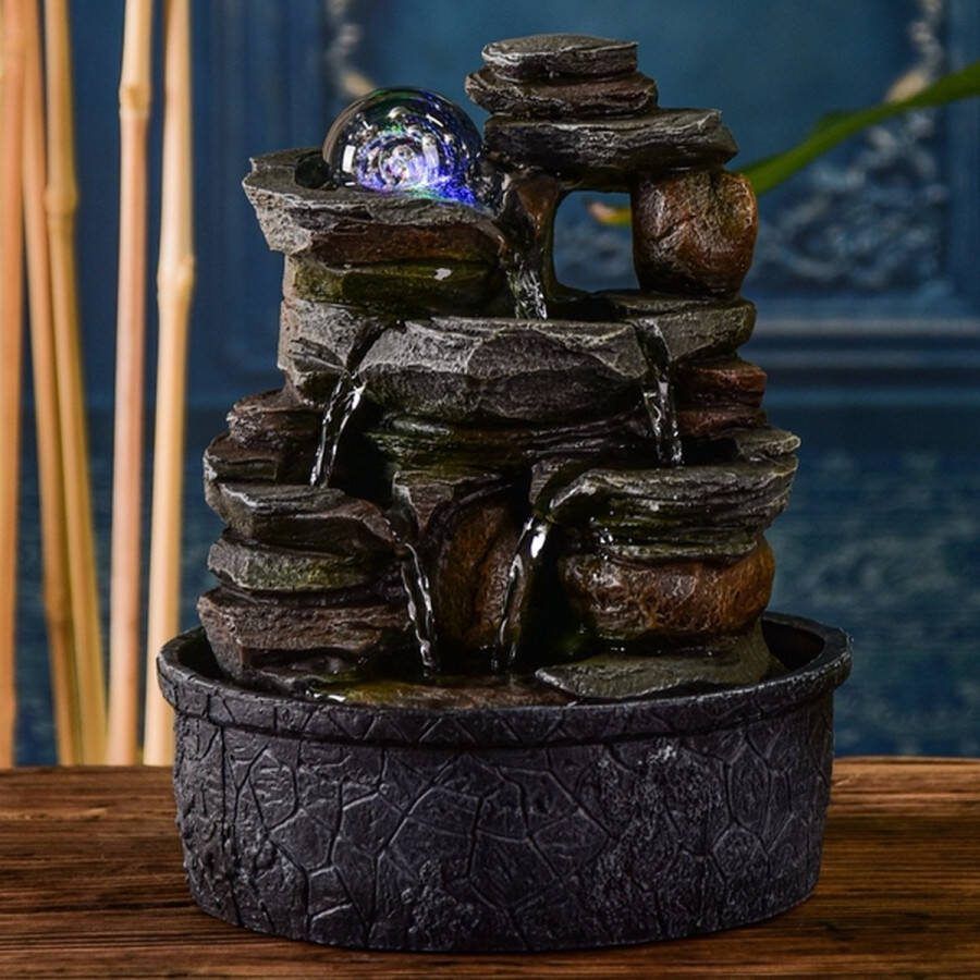 Feng Shui Webwinkel Kamerfontein Nature Satya (25cm) Binnenfontein Waterornament Incl. LED Verlichting