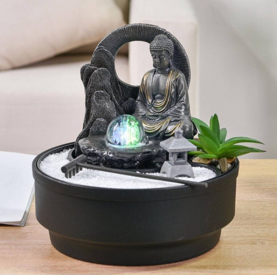 Feng Shui Webwinkel Kamerfontein Zen Sumana (21cm) Binnenfontein Waterornament Incl. LED Verlichting