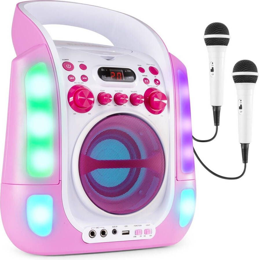 Fenton Karaoke Set met 2 Microfoons en LED Lichteffecten SBS30P Karaoke CD+G Speler met Bluetooth