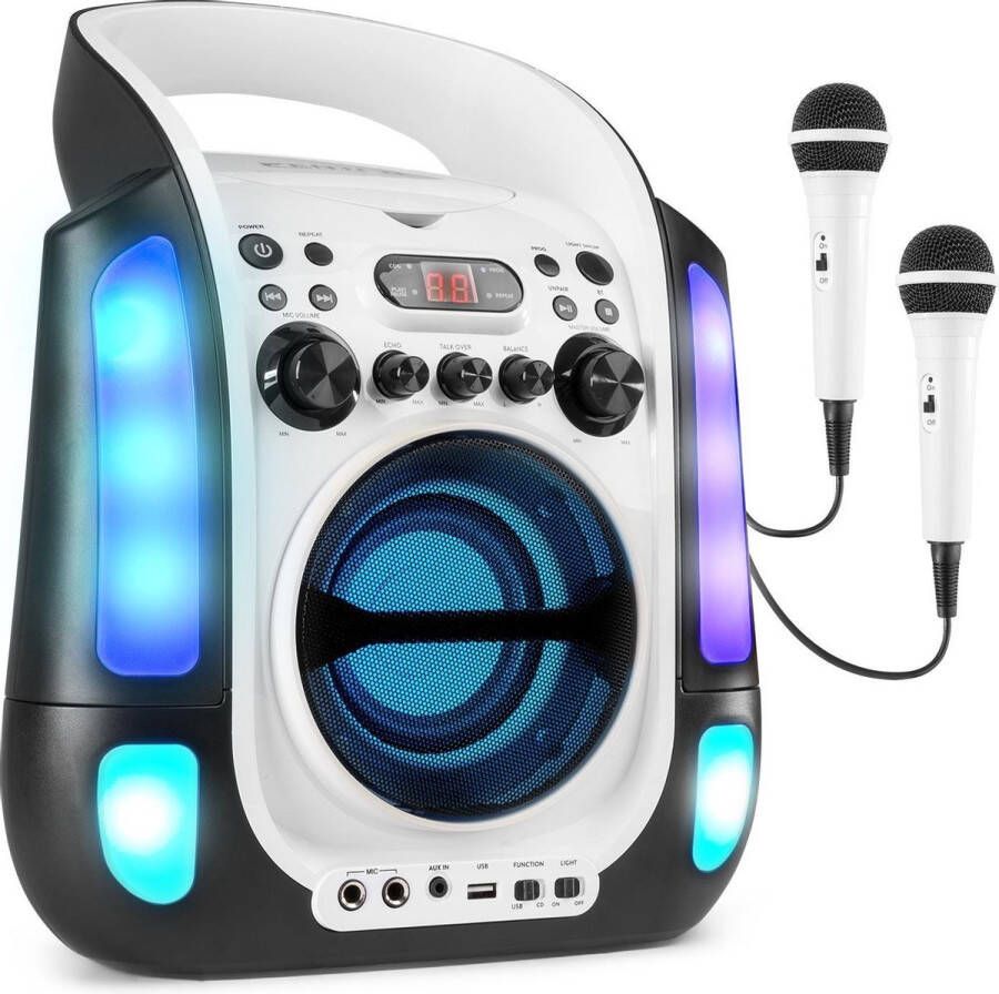 Fenton Karaoke Set met 2 Microfoons en LED Lichteffecten SBS30W Karaoke CD+G Speler met Bluetooth