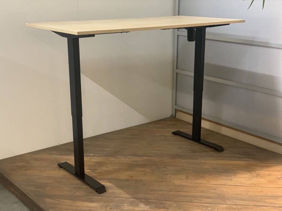 FERBOX Kantoor & Design FB01 elektrisch zit sta bureau met memory wit onderstel ahorn licht eiken blad NU MET GRATIS USB OPLADER! 120 x 80 NIEUW