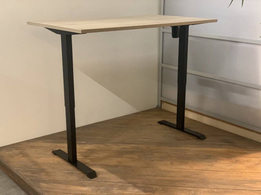 FERBOX Kantoor & Design FB01 elektrisch zit sta bureau met memory wit onderstel robson midden eiken blad NU MET GRATIS USB OPLADER! 120 x 80 NIEUW