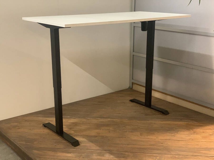 FERBOX Kantoor & Design FB01 elektrisch zit sta bureau met memory zwart onderstel wit blad NU MET GRATIS USB OPLADER! NIEUW