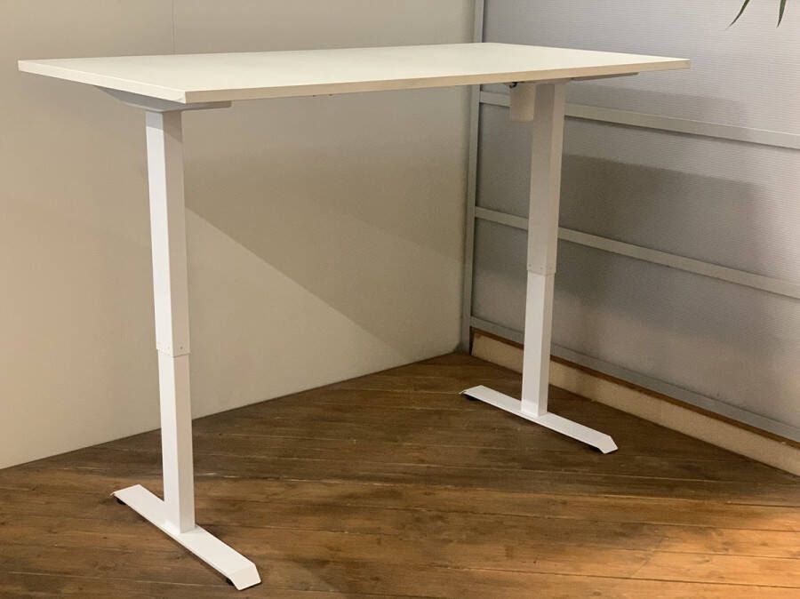 FERBOX Kantoor & Design FB01 elektrisch zit sta bureau met memory wit onderstel wit blad NU MET GRATIS USB OPLADER! 140 x 80 NIEUW