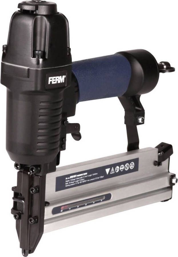 FERM ATM1051 Pneumatische spijker- en nietpistool combitacker spijkers (15-50mm) nieten (16-40mm) Incl. spijkers nieten en koffer