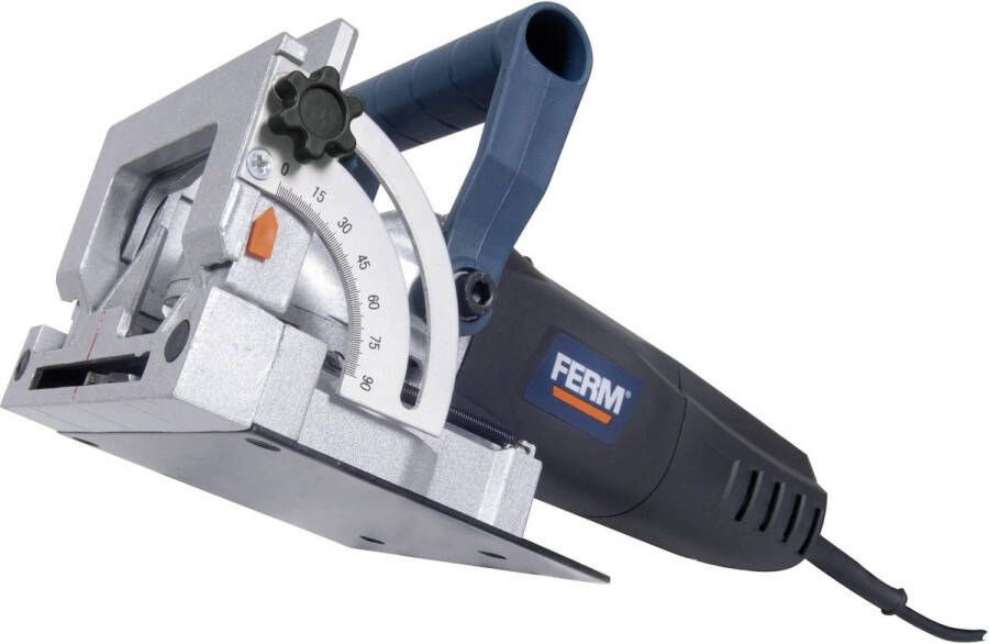 FERM BJM1009 Lamellenfrees 900W uitgebreide instelmogelijkheden aluminium voetplaat Stofzak 3m snoer 50 lamellen Opbergkoffer Deuvelfrees Frees Zaagmachine Lamellendeuvelfrees Laminaat zagen langs plint