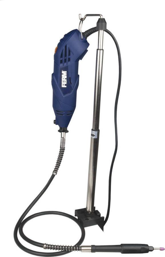 FERM CTM1017 Combitool met Statief en Flexibele as Roterend 160W Traploos instelbare snelheid 8.000-35.000 min toerental 2 Spantangen 2.4mm en 3.2mm inclusief 40 accessoires In Opbergkoffer