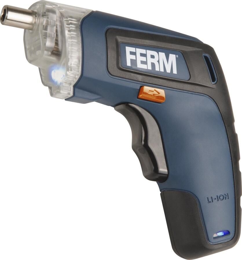FERM CDM1132 Accu schroefmachine Schroevendraaier 3.6V 1.3Ah Li-Ion LED werkverlichting Compact Soft grip Met Magnetische bithouder 26 bitjes Verlengstuk Oplader Comfortabel Micro USB lader in Opbergblik
