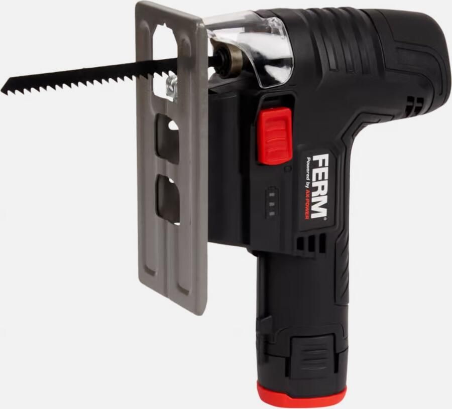 FERM snoerloze decoupeerzaag 12 volt 1 5 Ah Met stofafzuiging Verstelbare schuine hoek 0° tot 45°