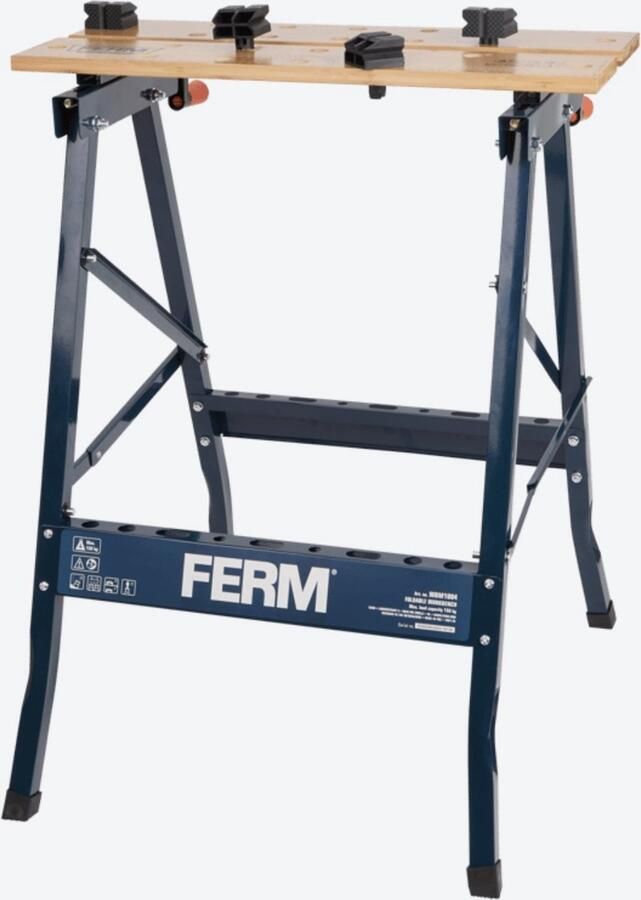 FERM Werkbank Inclusief 4 universele klemklauwen 63 5x52x77 5 cm