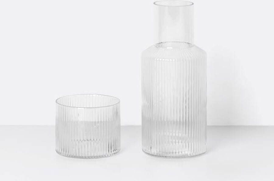 Ferm Living Ripple Karaf set geribbeld helder small