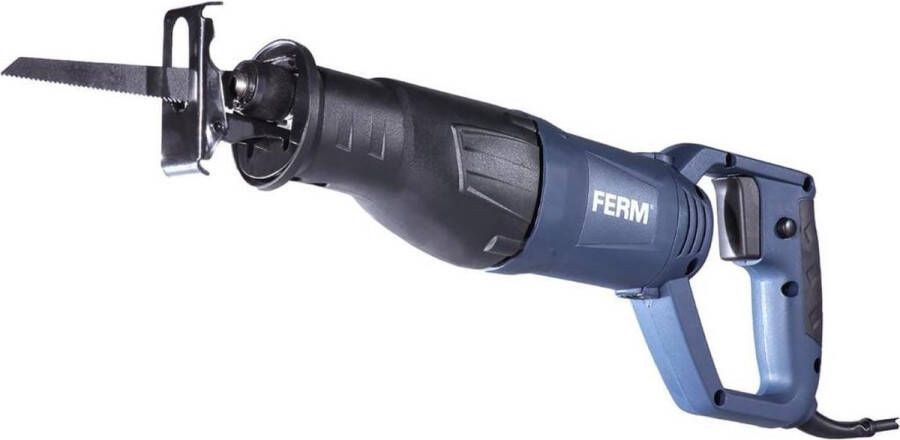 FERM RSM1019 Reciprozaag 710W 0-2800 slagen min. 20mm slag Snel wissel systeem D-handgreep Lock-on schakelaar 3m kabel Soft grip Inclusief 130mm houtzaagblad en 82mm metaalzaagblad Alles zaagmachine Reciprocating saw