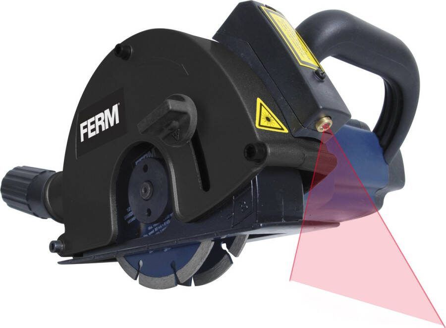 FERM WSM1009 Muurfrees Freesmachine 1700W Met 2 Diamantschijven 125mm Laser Stofzuigadapter Stevige opbergkoffer
