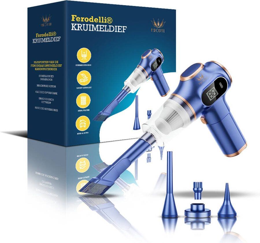 Ferodelli Kruimeldief Handstofzuiger Snoerloos Auto Stofzuiger Caravan Car Vacuum Cleaner Best Verkocht Draadloos Blauw