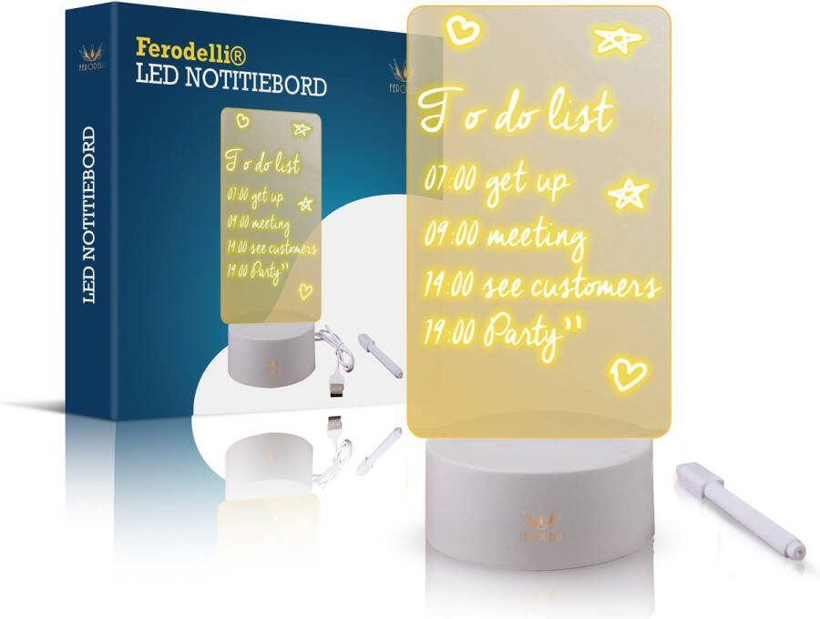Ferodelli Led Notitiebord Led Bord Tekst Schrijfbord Valentijn Cadeautje Voor Haar- Bureau Decoratie Kamer Decoratie Aesthetic