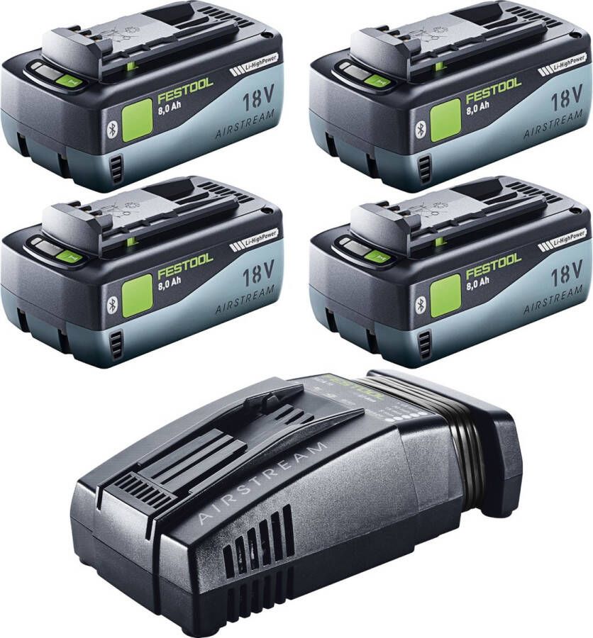 Festool 18V 4x8 0 SCA16 Energy Set 4x accu 18 V 8 0 Ah ( 4x 577323 ) + lader ( 576953 )