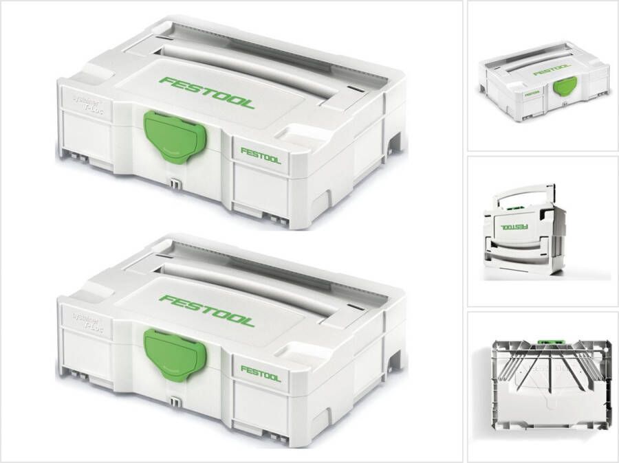 Festool 2 x Systainer T-LOC SYS 1 TL gereedschapskoffer lichtgrijs koppelbaar ( 497563 )