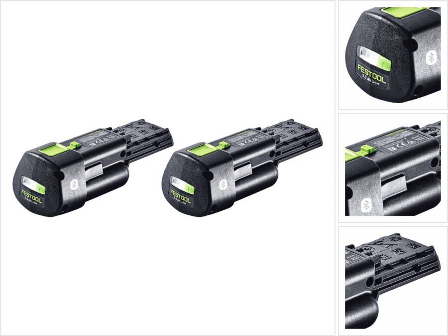 Festool accuset 2x BP 18 Li 3.0 Ergo I accu 18 V 3 0 Ah 3000 mAh Li-Ion ( 2x 577704 ) met laadniveau-indicator