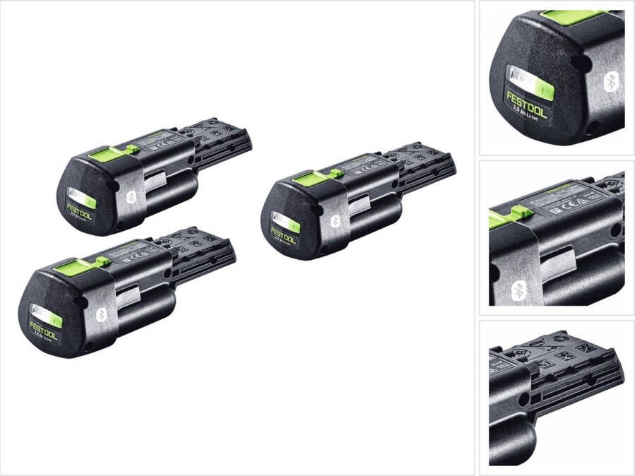 Festool accuset 3x BP 18 Li 3.0 Ergo I accu 18 V 3 0 Ah 3000 mAh Li-Ion ( 3x 577704 ) met laadniveau-indicator