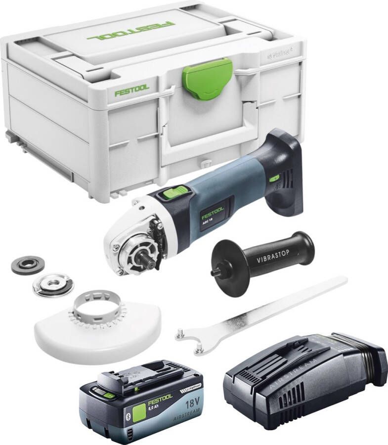 Festool AGC 18-125 EB-Basic accu haakse slijper 18 V 125 mm borstelloos + 1x accu 8.0 Ah + snellader + systainer