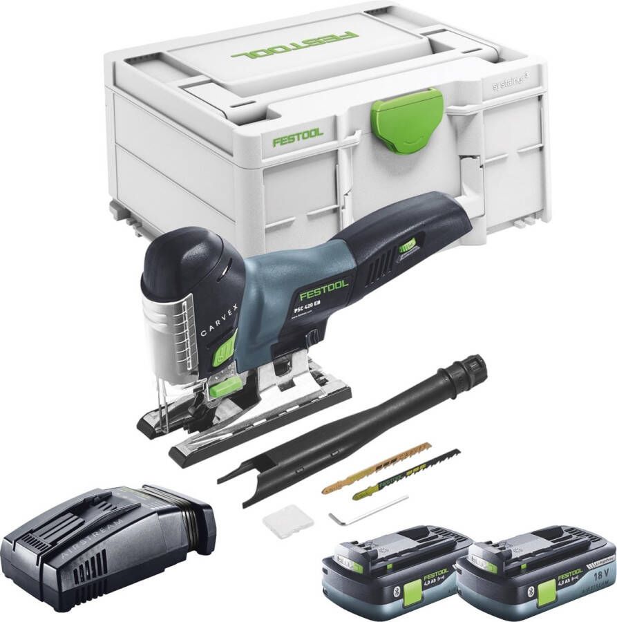 Festool CARVEX PSC 420 EB-Basic accu-pendeldecoupeerzaag 18 V 120 mm ( 576521 ) borstelloos + 2x accu 4.0 Ah + snellader + systainer
