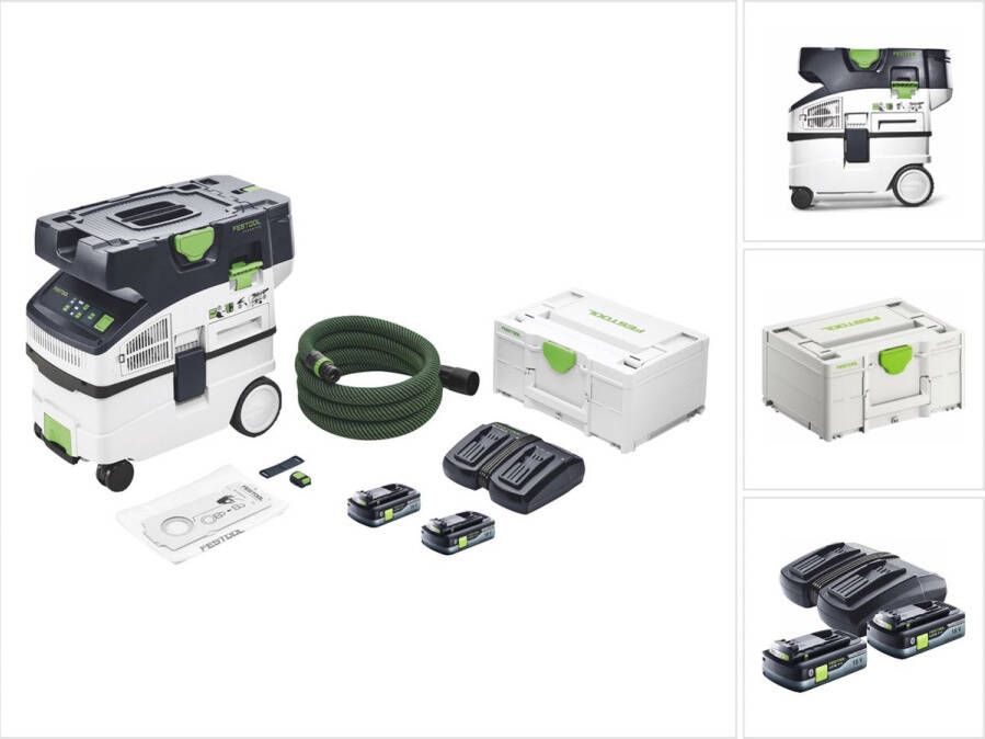 Festool CTLC MIDI snoerloze mobiele stofafzuiger 36 V ( 2x 18 V ) stofklasse L + 2x accu 4.0 Ah + lader + systainer