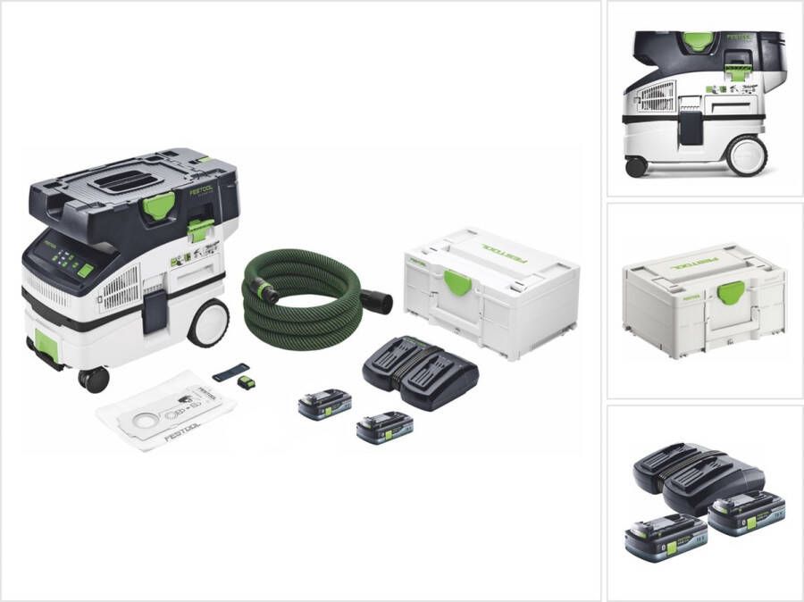 Festool CTLC MINI I-Basic accu mobiele stofafzuiger 36 V ( 2x 18 V ) stofklasse L + 2x accu 4.0 Ah + lader + systainer