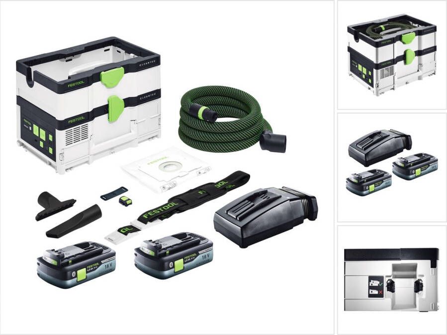 Festool CTLC SYS snoerloze mobiele stofafzuiger 36 V ( 2x 18 V ) stofklasse L + 2x accu 4.0 Ah + lader