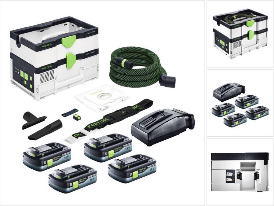 Festool CTMC SYS snoerloze mobiele stofafzuiger 36 V ( 2x 18 V ) stofklasse M + 4x accu 4.0 Ah + lader