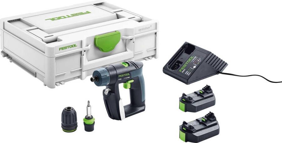 Festool CXS 2 6-Plus 10 8V Li-ion accu schroefboormachine set (2x 2 6Ah) in systainer 16Nm 12mm