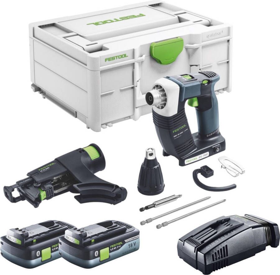 Festool DURADRIVE DWC 18-4500 Basic accuschroevendraaier 18 V 14 Nm borstelloos ( 576504 ) + 2x accu 4.0 Ah + snellader + systainer