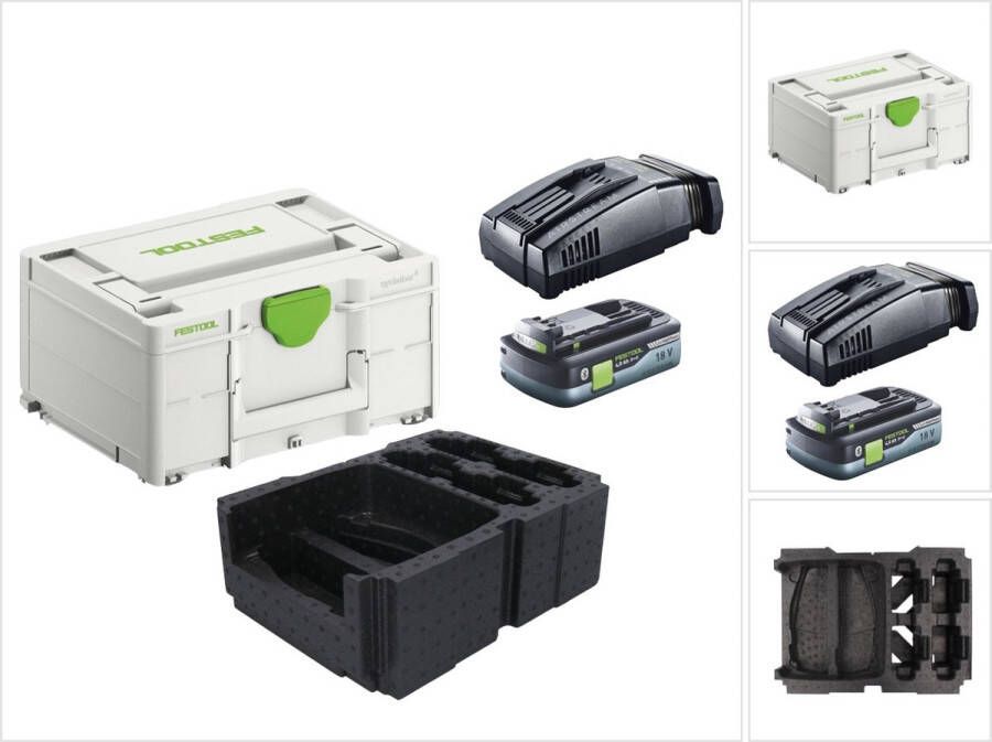 Festool energieset 1x BP 18 Li 4 0 Ah HPC-ASI accupack 18V 4 0 Ah HighPower ( 205034 ) + SCA 16 snellader 10 8 V 18 V ( 576953 ) + Systainer