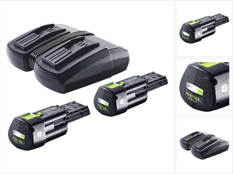 Festool energieset 2x BP 18 Li 3.0 Ergo I accu 18 V 3 0 Ah 3000 mAh Li-Ion ( 2x 577704 ) + dubbele oplader TCL 6 DUO ( 577017 )