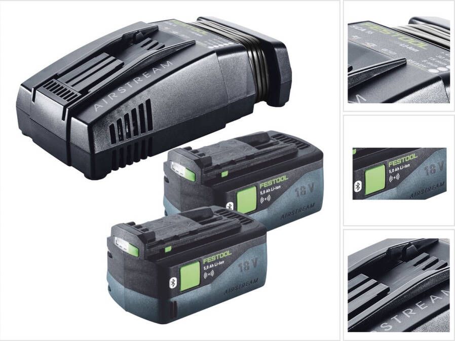 Festool energieset 2x BP 18 Li 5.0 ASI EU accupack 18 V 5.0 Ah ( 2x 577660 ) + SCA 16 snellader 10 8 V 18 V ( 576953 )