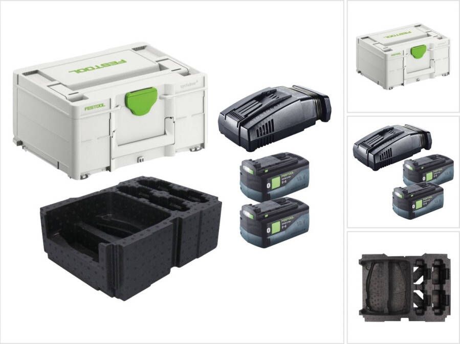 Festool energieset 2x BP 18 Li 5.0 ASI EU accupack 18 V 5.0 Ah ( 2x 577660 ) + SCA 16 snellader 10.8 V 18 V ( 576953 ) + Systainer