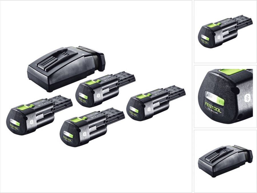 Festool energieset 4x BP 18 Li 3.0 Ergo I accu 18 V 3 0 Ah 3000 mAh Li-Ion ( 4x 577704 ) + TCL 6 lader ( 201135 )