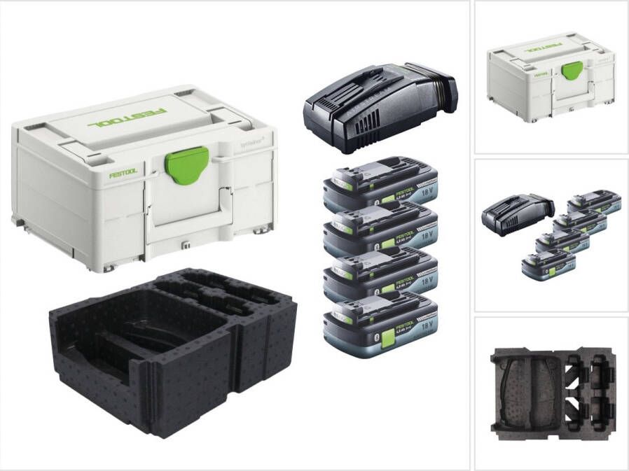 Festool energieset 4x BP 18 Li 4 0 Ah HPC-ASI accupack 18V 4 0 Ah HighPower ( 4x 205034 ) + SCA 16 snellader 10 8 V 18 V ( 576953 ) + Systainer
