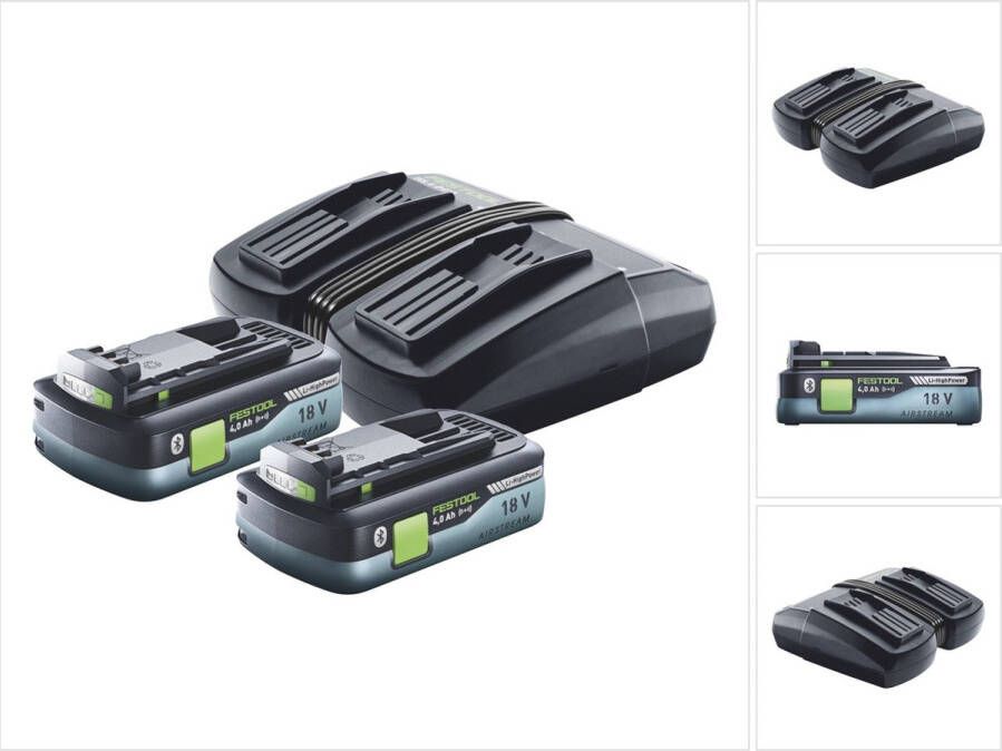 Festool energieset TCL 6 DUO dubbele snellader 10 8 V 18 V ( 577017 ) + 2x BP 18 Li 4 0Ah HPC-ASI accupack HighPower ( 2x 205034 )
