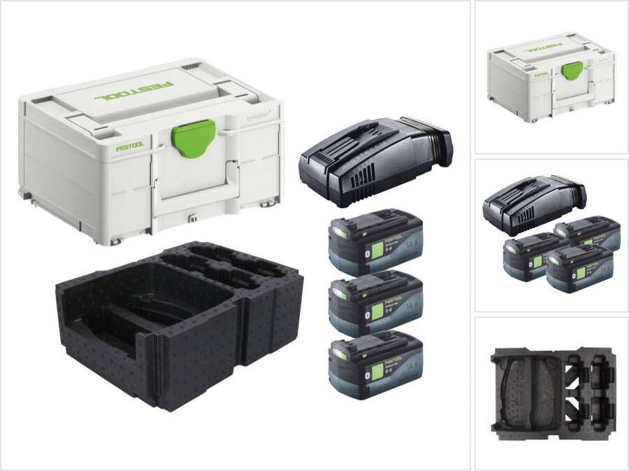 Festool Energy Set 3x BP 18 Li 5.0 ASI EU accupack 18 V 5.0 Ah ( 3x 577660 ) + SCA 16 snellader 10 8 V 18 V ( 576953 ) + Systainer