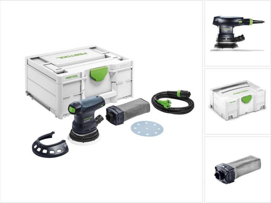 Festool ETS 125 REQ-Plus excenterschuurmachine 250W 2mm slag 125mm in systainer + accessoires ( 574636 ) + extra stofzak