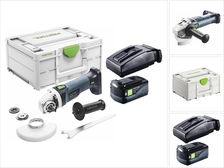 Festool AGC 18-125 EB-Basic accu haakse slijper 18 V 125 mm borstelloos + 1x accu 5.0 Ah + lader + systainer