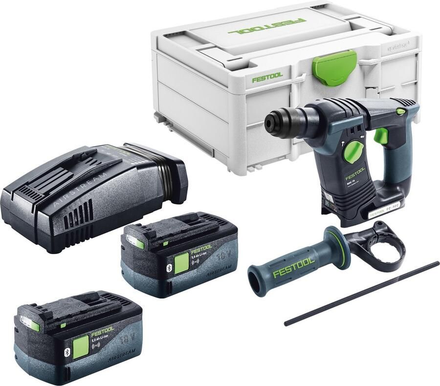 Festool BHC 18-Basic accuklopboormachine 18 V 1 8 J SDS Plus Brushless + 2x accu 5 0 Ah + snellader + systainer