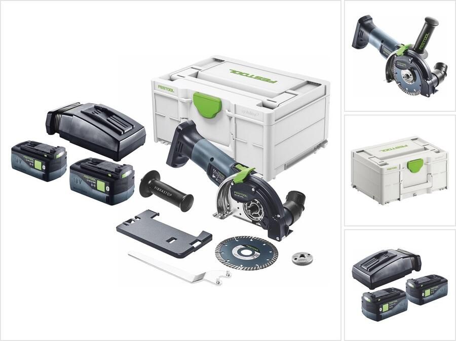Festool DSC-AGC 18-125 FH EB-Basic accu-snijsysteem 18 V 125 mm borstelloos + 2x accu 5.0 Ah + acculader + systainer