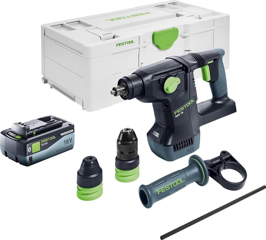 Festool KHC 18 EB-Basic accu combihamer 18 V 2 6 J SDS-Plus Brushless + 1x accu 8.0 Ah + Systainer zonder lader