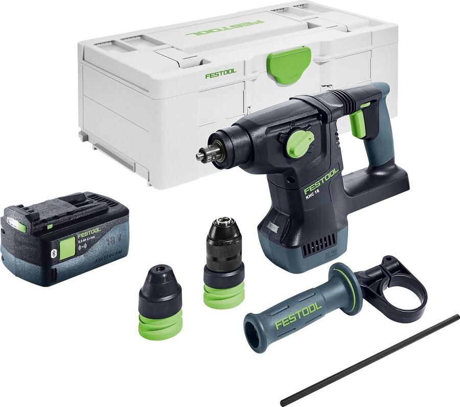 Festool KHC 18 EB-Basic accu combihamer 18 V 2.6 J SDS-Plus Brushless + 1x accu 5.0 Ah + Systainer zonder lader