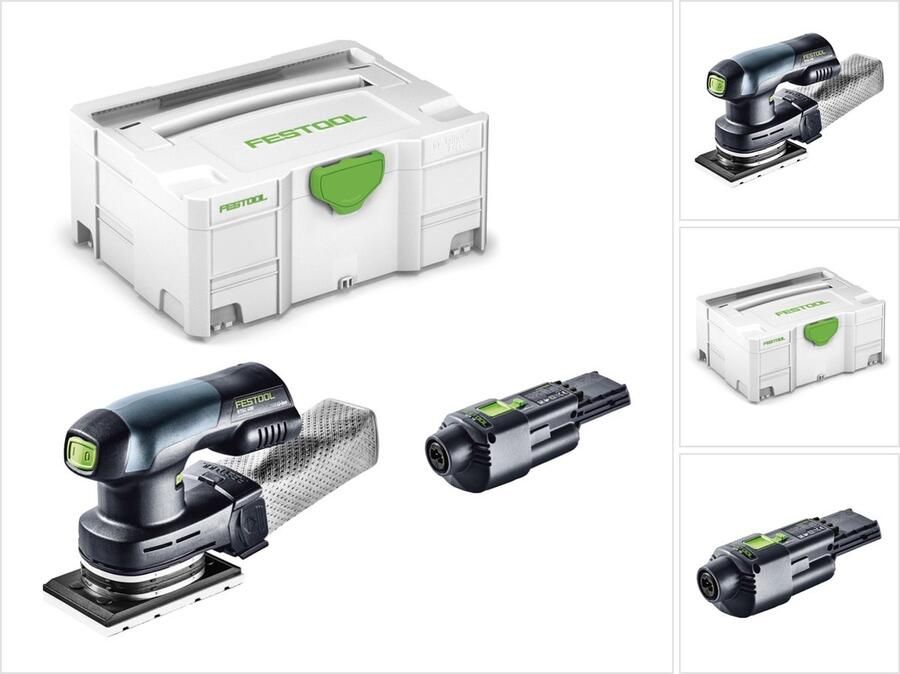 Festool RTSC 400 18V éénhandige accuslijper borstelloos in systainer met ACA 220-240 18V Ergo netadapter
